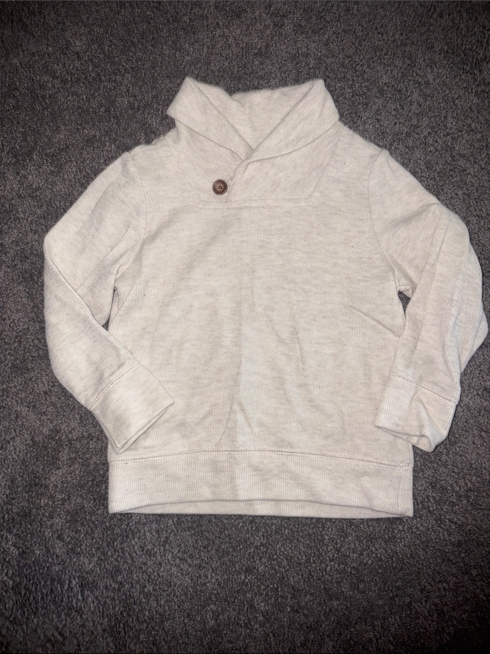Cozy Shawl Collar Kids Sweater - Cream